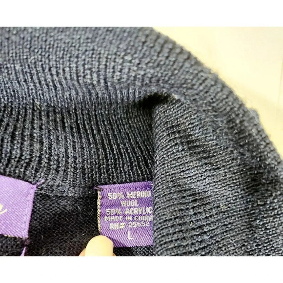 Alan Flusser Sweater Mens Blue Merino Wool Long Sleeve Mock Neck 1/4 Zip… - Picture 9 of 11